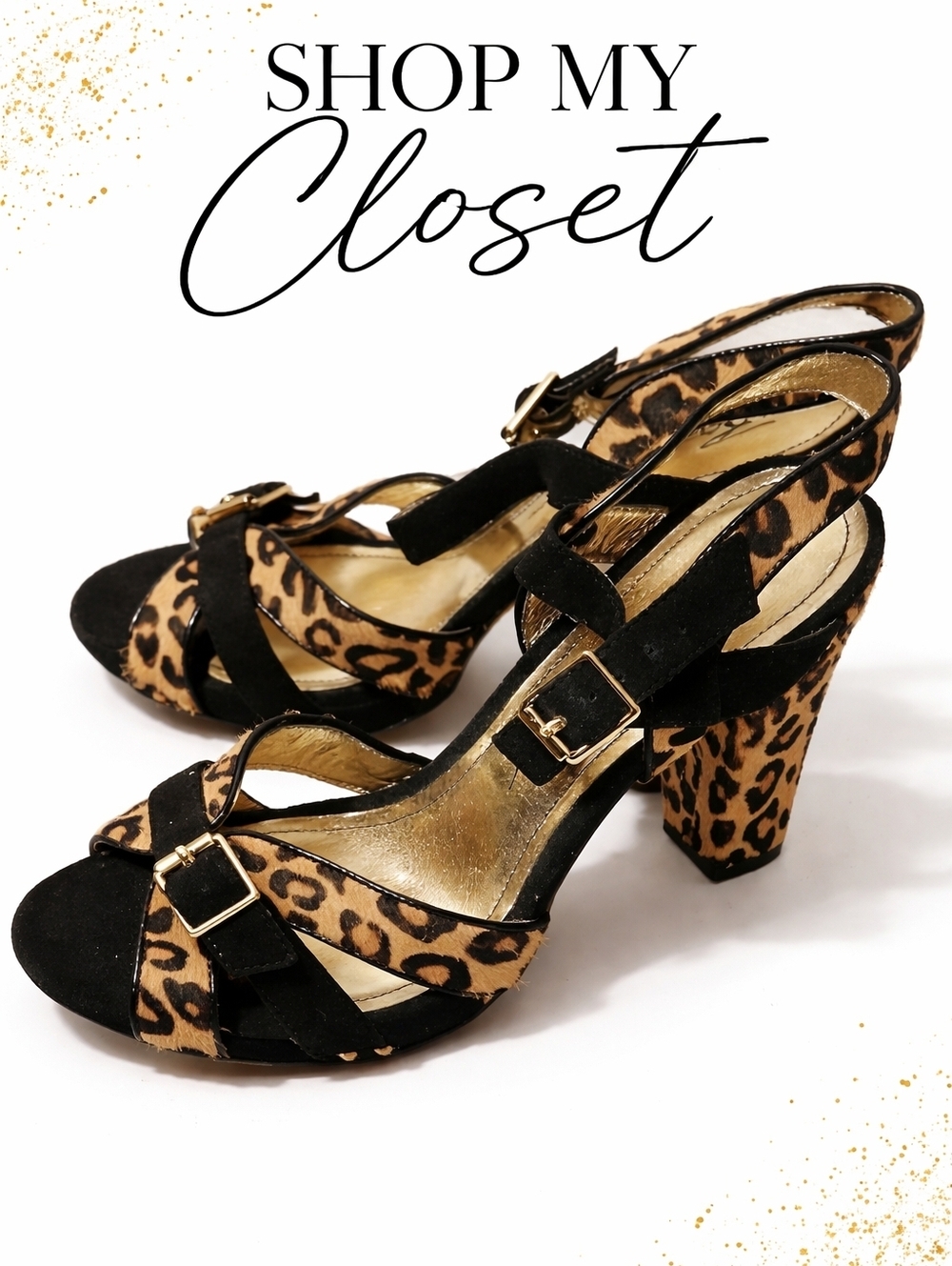 Beverly Feldman leopard‎ Block Heel sandals 10 NWOB